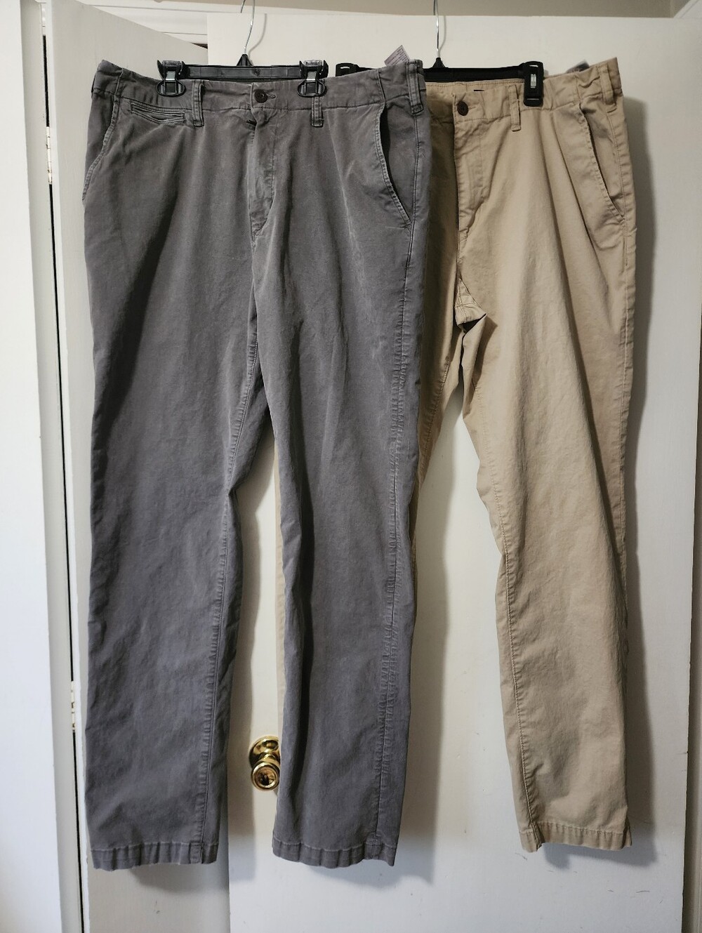 American Eagle Lot Of 2 Pair Original Straight Flex Chinos Khakis Gray Tan 38x36